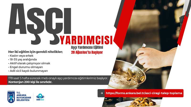 Ankara'da Aşcı ve Pasta Yardımcısı Eğitimleri Başlıyor