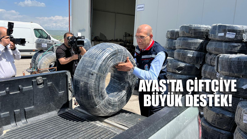 Ayaş'ta Çiftçiye Damla Sulama Borusu Desteği