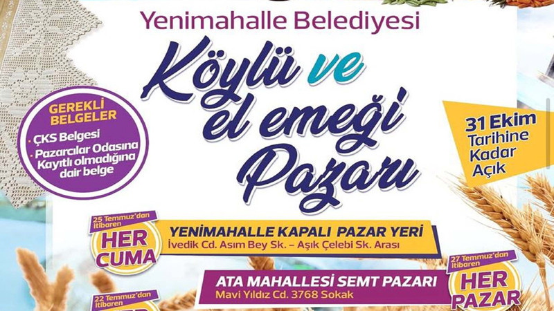 Yenimahalle'de Köylü Pazarları 22 Temmuz'da Kuruluyor